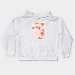 Momiji Maple Tree With Leaves And Seeds by Megata Morikaga Kids Hoodie